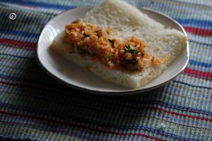 mixture is put on one side