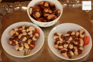 chocolate and vanilla floral cookies
