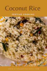 Coconut rice is a simple yet flavoursome rice dish from South India. A no onion garlic recipe, it t is ideal for festive days.