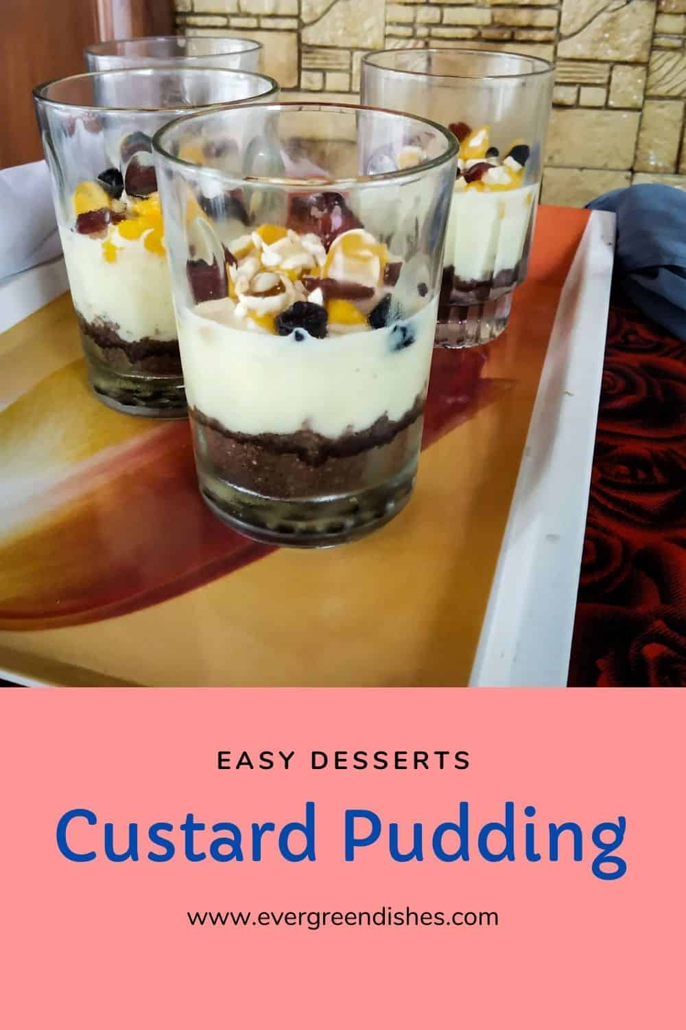 Custard Pudding is a layered, easy to make dessert. It is a good treat during hot summer months
