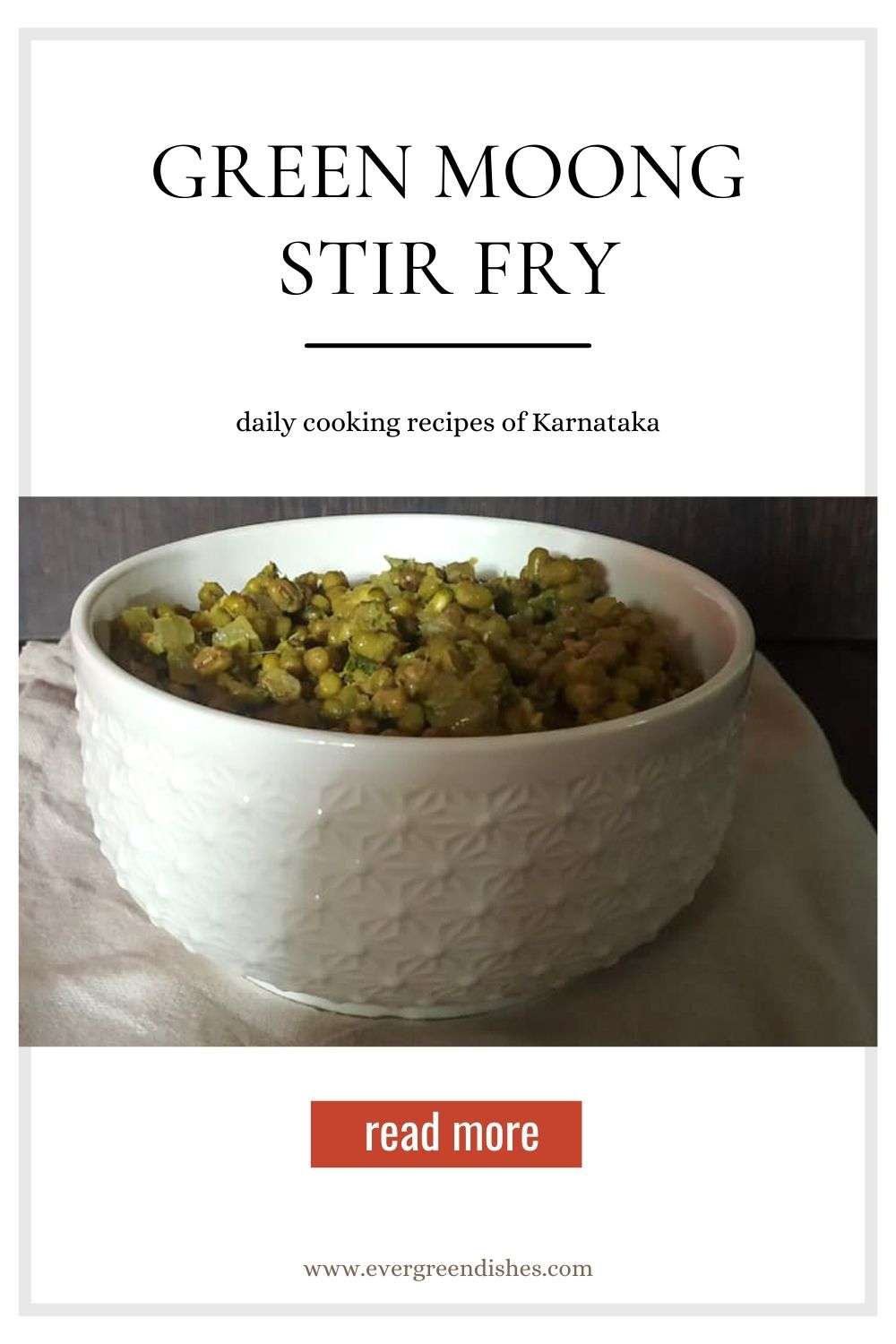 a bowl of green gram stir fry 