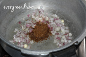 cumin powder is put