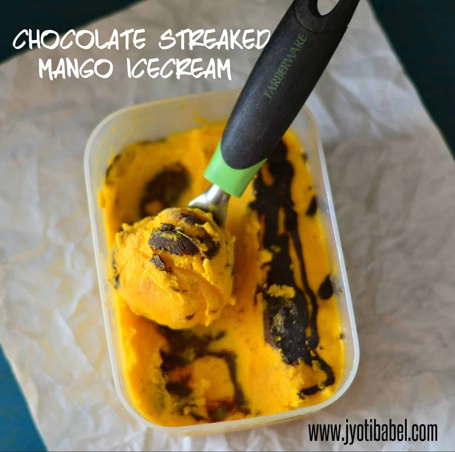 chocolate streaked mango icecream