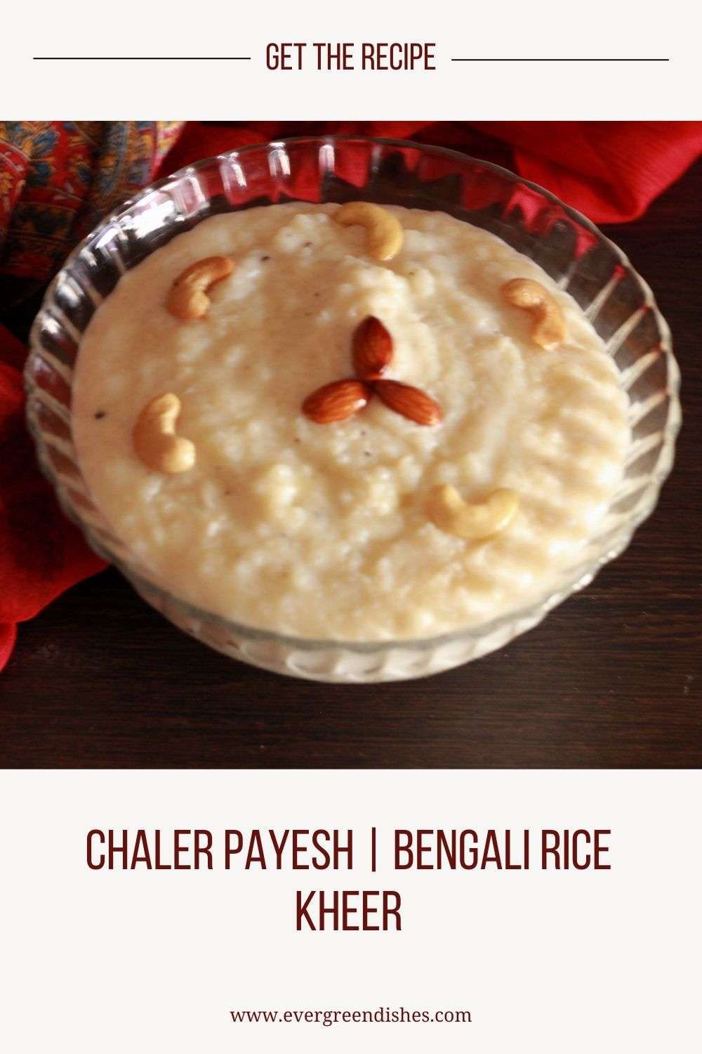 a bowl of chaler payesh garnished with nuts