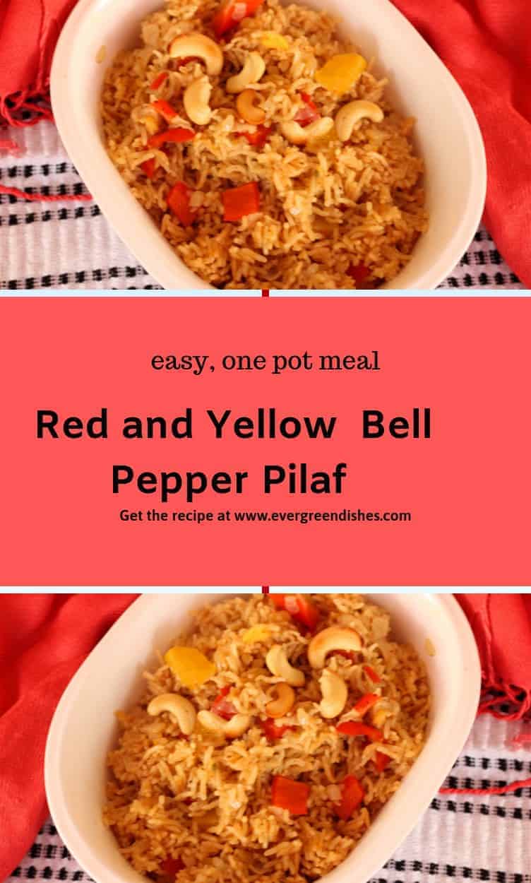 red and yellow bell pepper pilaf