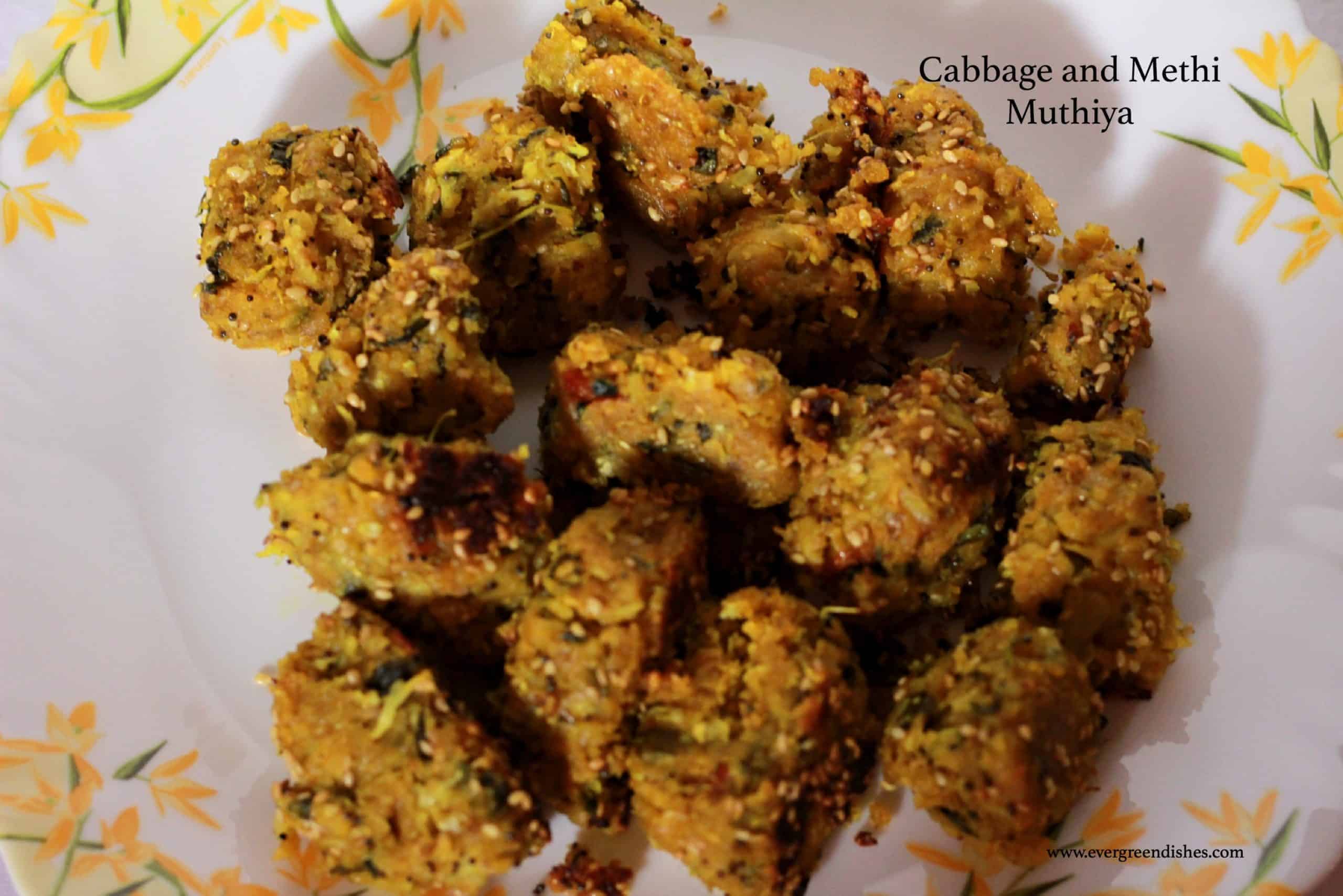 cabbage and methi muthiya