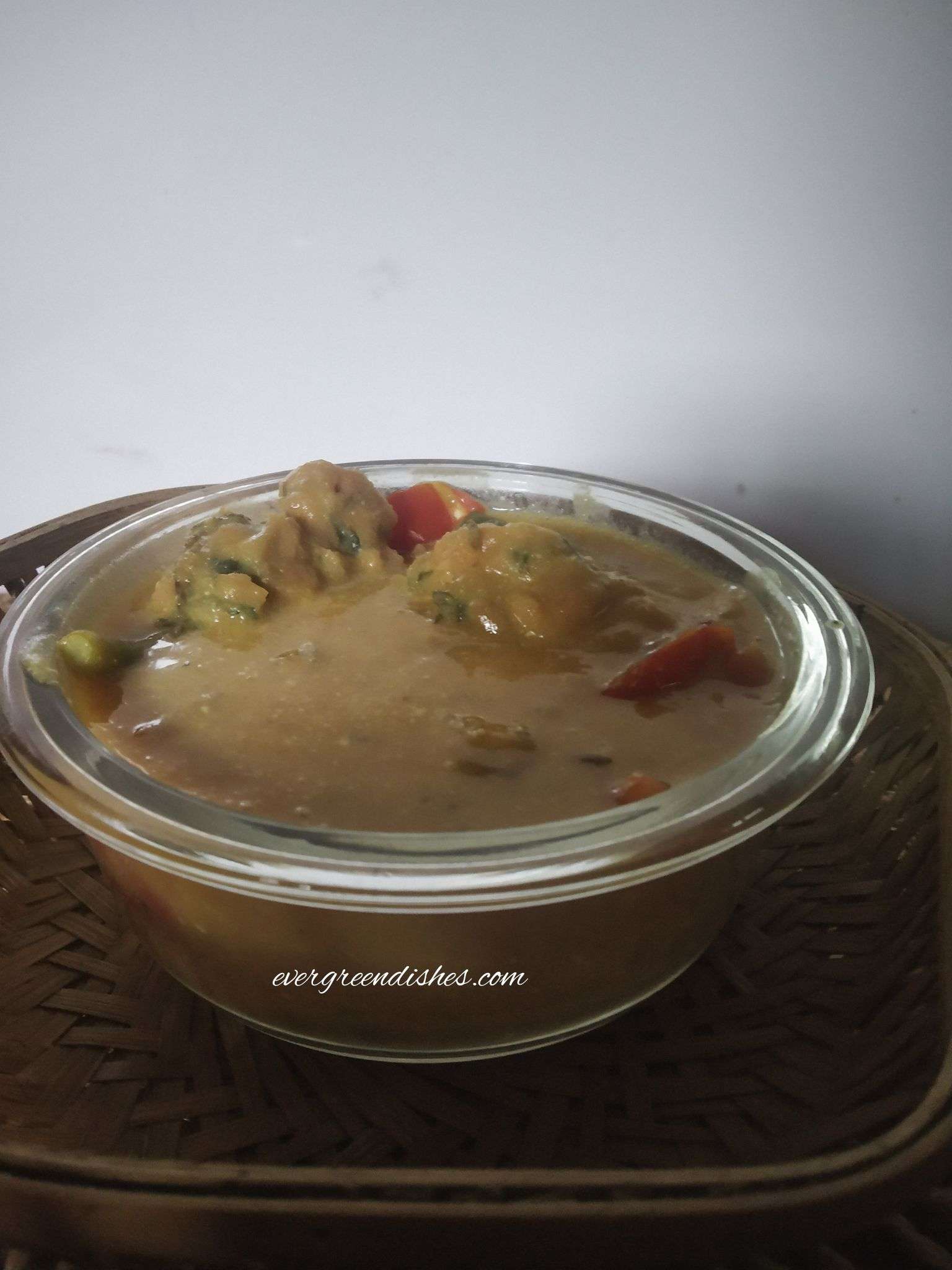 kadhi with pakora a bowl of kadhi with pakora